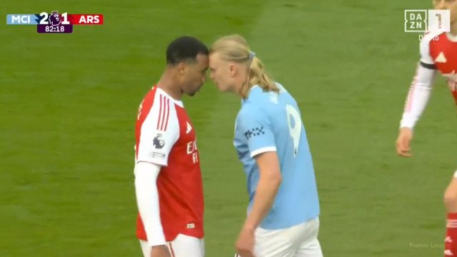 Haaland e Gabriel se estranham, e lance gera polêmica na Premier League 