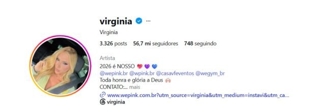 Nova foto de perfil escolhida por Virginia