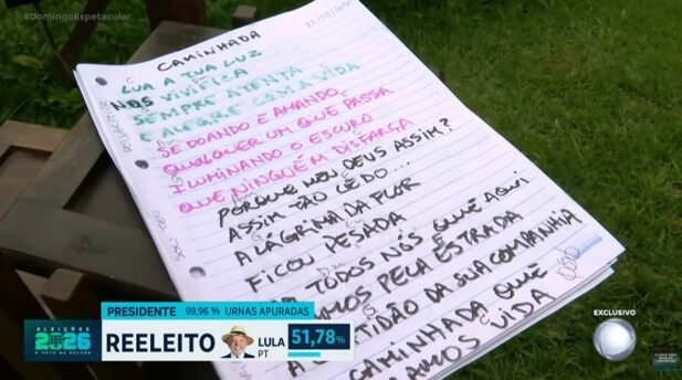 Composição feita por Pedro em homenagem à Lua Blanco